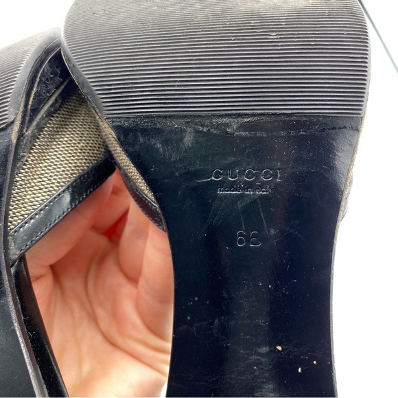 Gucci Y2K 90s vintage tweed heeled mule pump sandal size 6 academia classy luxe - Picture 4 of 11